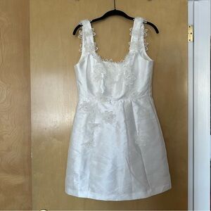 elliatt elder white embellished floral square neck mini bridal dress size medium